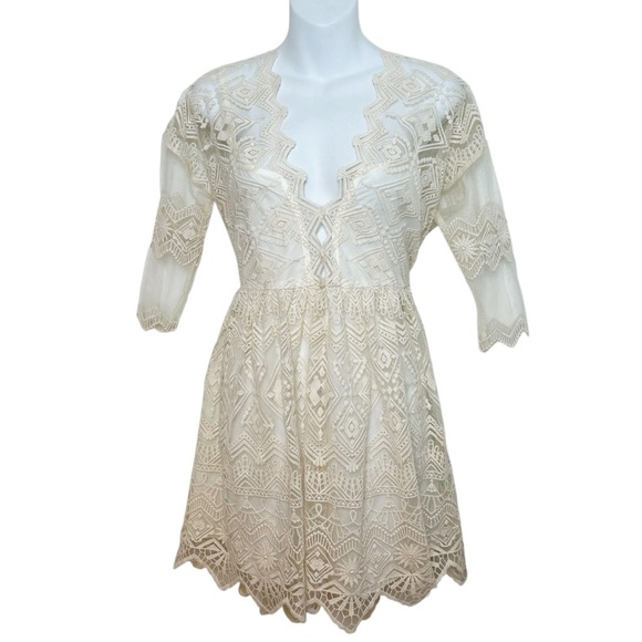 Jen’s Pirate Booty ivory lace baby doll mini dress size small festival wedding - Picture 2 of 10